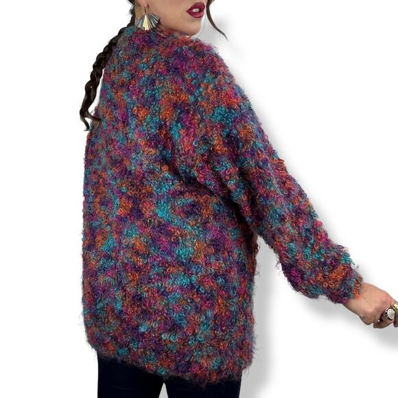 Vintage hand knitted mohair rainbow chunky oversized sweater by EXPRESS - Picture 8 of 17